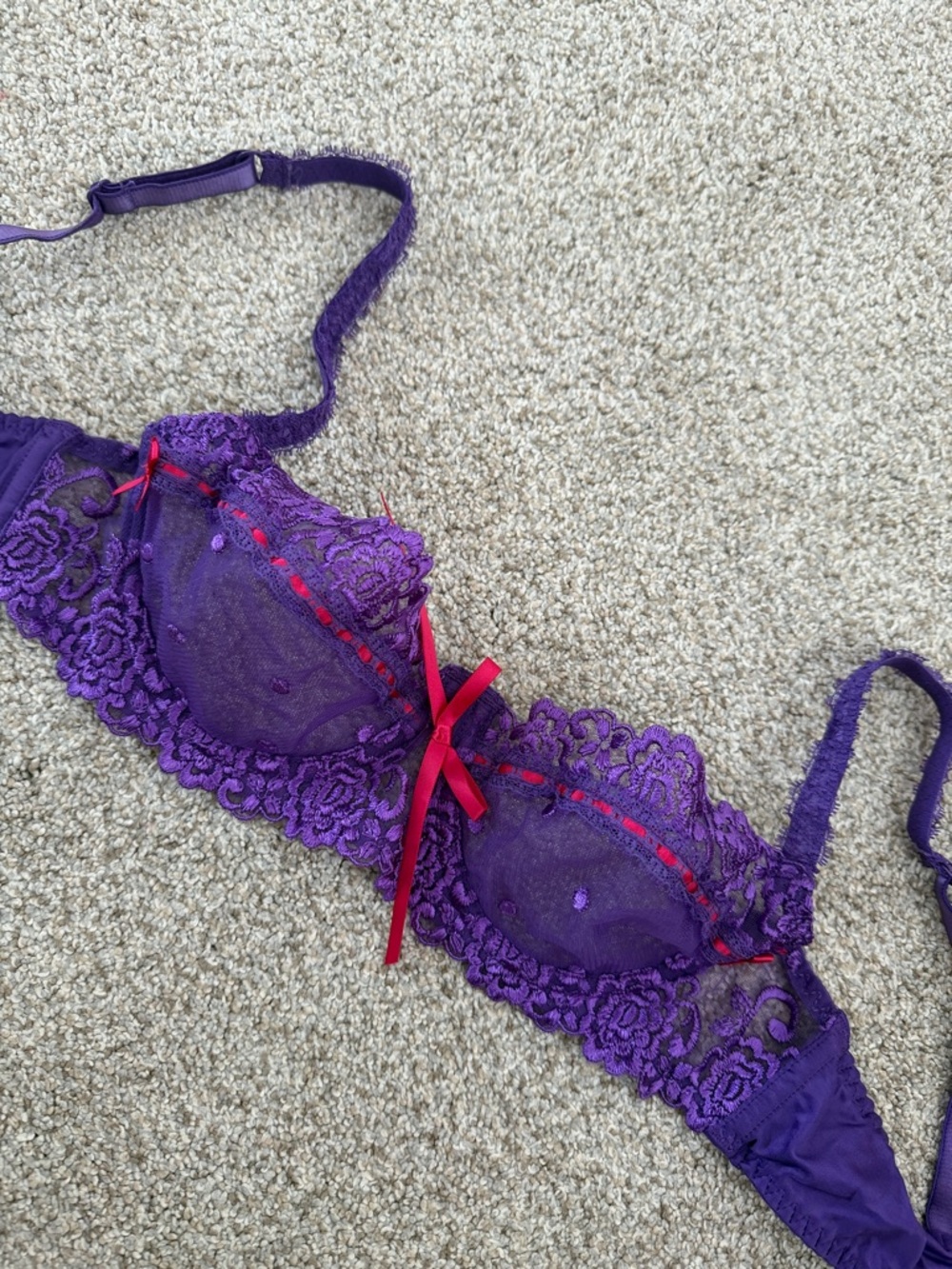 Jesebel Purple Lace Underwire Bra  34B